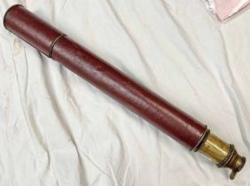 SINGLE DRAW FRENCH "MARINE" TELESCOPE MARKED "MARSON DE L ING CHEVALLIER OPTM,