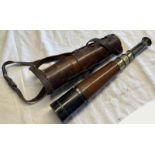 AITCHISON & CO LTD 4 DRAW TELESCOPE WITH END CAP & LEATHER CARRY CASE