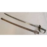 1885 PATTERN YEOMANRY CAVALRY TROOPERS SWORD, 87CM LONG CURVED FULLERED BLADE,