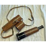 CALLAGHAN & CO 3 DRAW TELESCOPE WITH LEATHER CASE MARKED 'CAPTAIN N P SNOWDEN NO.