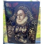 COLOURED LEADED GLASS PANEL OF ELIZABETH THE FIRST 40.