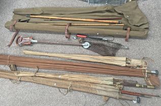 FISHING RODS TO INCLUDE ANDERSON & SONS EDINBURGH THE DUNKELD 3 PIECE CANE ROD,