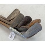 HICKORY SHAFTED GOLF CLUBS TO INCLUDE A FRASER SPECIAL SUXES IRON, A FYFE ST ANDREWS, NIBLICK,