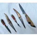 DEER'S HOOF HUNTING KNIFE AND 4 SMALLER KNIVES -5-