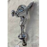 ROLLS ROYCE SPIRIT OF ECSTACY CAR MASCOT WITH MARKINGS / SIGNATURE TO FOOT OF BASE 15 CM LONG