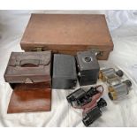 LEATHER SUITCASE, 1942 BRITISH MILITARY BINO PRISM NO.