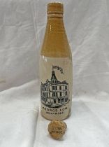 GEORGE LOW MONTROSE STONEWARE BOTTLE WITH SCREW TOP, BLACK CENTRAL HOTEL TO FRONT,