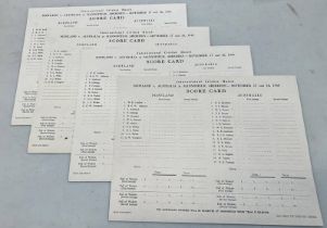 4 SCOTLAND V AUSTRALIA AT MANNOFIELD, ABERDEEN - SEPTEMBER 17 AND 18 1948 SCORE CARD,