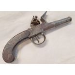 54 BORE FLINTLOCK BOX LOCK POCKET PISTOL BY BARBER WITH IT'S 2.