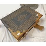 LEATHER BOUND THE NATIONAL FAMILY BIBLE WITH GILT METAL MOUNTS