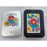 CAMEL FLOWER POWER ZIPPO LIGHTER IN ITS TIN