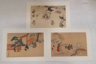 3 JAPANESE BLOCK PRINTS, CHOSHUN, MIYAKAWA, 'SEEING THE CHERRY BLOSSOMS',