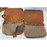 2 LEATHER & CANVAS GAME BAGS WITH SECTIONAL INTERIORS & STRAPS -2-