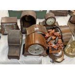 SELECTION OF MANTLE CLOCKS TO INCLUDE A BENSON MAKE MANTLE CLOCK, CUCKOO CLOCK ETC.