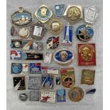 GROUP OF 35 SOVIET SPACE PROGRAM PIN BADGES 1960 - 1980'S