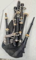 SET OF EARLY 20TH CENTURY BAG PIPES, MAKER NAME TO CHANTER IS WORN, IVORY MOUNTS,