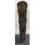 VANUATU TREE FERN STATUE OF TAPERING FEMALE FORM WITH PRONOUNCED BREASTS TO CHEST,