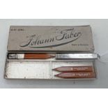 FABER SILVER PROPELLING PENCIL BY SAMUEL MORDANT IN ORIGINAL BOX WITH SPARE PENCILS
