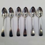 SET OF 6 SCOTTISH PROVINCIAL SILVER FIDDLE PATTERN DESSERT SPOONS BY ALEXANDER CAMERON,