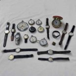 SELECTION OF VARIOUS POCKET WATCHES, WRISTWATCHES, CASED FISH SERVERS ETC.