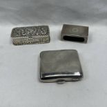 SILVER ENGINE TURNED MATCHBOX HOLDER,