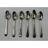 SET OF 3 GEORGE III SILVER BRIGHT CUT TEASPOONS BY HESTER BATEMAN,