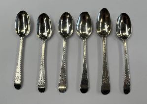 SET OF 3 GEORGE III SILVER BRIGHT CUT TEASPOONS BY HESTER BATEMAN,