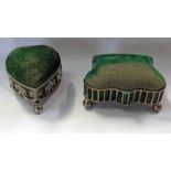 2 SILVER PLATED SHAPED JEWELLERY BOXES WITH PADDED INTERIORS