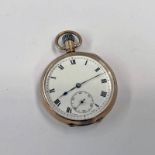 9CT GOLD OPENFACE POCKET WATCH - 86.