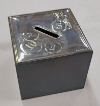 ARTHUR PRICE SILVER MOUNTED MONEY BOX,