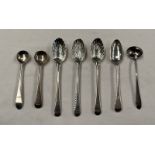 4 GEORGE III SILVER TEASPOONS: 3 WITH SHELL BOWLS,