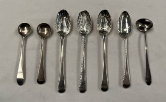 4 GEORGE III SILVER TEASPOONS: 3 WITH SHELL BOWLS,