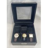 3 GENTS WRISTWATCHES BY INVICTA, DUWARD & LANCO IN A FITTED WATCH CASE.