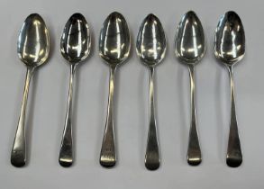 MATCHED SET OF 6 GEORGIAN SILVER DESSERT SPOONS VARIOUS MAKER LONDON CIRCA 1810 - 170G