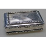 SILVER SNUFF BOX WITH DECORATIVE BORDERS & ENGINE TURNED DECORATION BY THOMAS NEWBOLD,