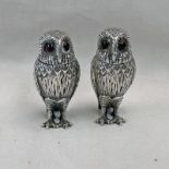 MATCHED PAIR SILVER OWL SALT & PEPPER,