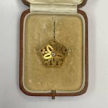 GOLD DIAMOND SET BROOCH WITH PIERCED WORK DECORATION - 4.