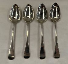 SET OF 4 GEORGE II SILVER DESSERT SPOONS THOMAS STREETIN,