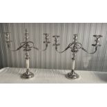 PAIR 19TH CENTURY SILVER PLATED CANDELABRA - 42 CM TALL