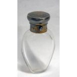VICTORIAN SILVER GLASS SCENT BOTTLE BY ABRAHAM BROWNETT, LONDON 1865 - 8.