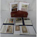 LEATHER CASE WITH POSTCARD ALBUMS OF PHOTOGRAPHIC STUDIES, ROMANCE,