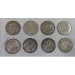 COLLECTION OF 8 CROWNS FROM GEORGE IV TO GEORGE VI, WITH GEORGE IV 1822 SECUNDO AND TERTIO CROWNS,
