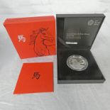 2014 LUNAR YEAR OF THE HORSE UK ONE OUNCE SILVER PROOF COIN,