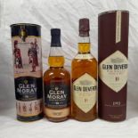 2 BOTTLES SINGLE MALT WHISKY : GLEN DEVERON 10 YEAR OLD, DISTILLED 1993 - 70CL,