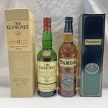 2 BOTTLES OF SINGLE MALT WHISKY : TAMDHU - 70CL, 40% & GLENLIVET 12 YEAR OLD - 700ML,