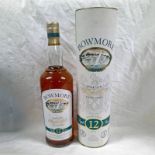 1 BOTTLE BOWMORE 12 YEAR OLD SINGLE MALT WHISKY - 1 LITRE, 43% VOL IN TUBE.