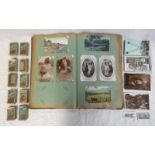 POSTCARD ALBUM OF VARIOUS TOPOGRAPHICAL AND PORTRAIT CARDS TO INCLUDE LOCAL INTEREST TOGETHER WITH