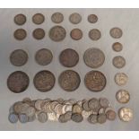VARIOUS BRITISH SILVER COINAGE TO INCLUDE 1891 & 1893 VICTORIA CROWNS, 1902 EDWARD VII CROWN,