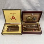 AN OPENED PART BOX OF MONTECRISTO HABANA NO 3 CIGARS TOGETHER WITH A HUMIDOR