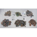 SELECTION OF VARIOUS METAL DETECTING FINDINGS TO INCLUDE COINS, BUTTONS BADGES,
